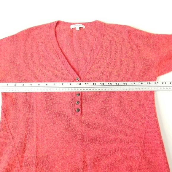 Madewell Women's Red Orange Wool Alpaca Blend Longsleeve V-neck Hi-Lo Sweater, S - Picture 7 of 10
